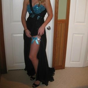Black and blue formal dress